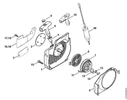 Benzinmotorsägen (MS) 023 Anwerfvorrichtung der Marke Stihl