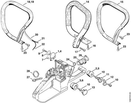 Benzinmotorsägen (MS) 026 W AV-System der Marke Stihl