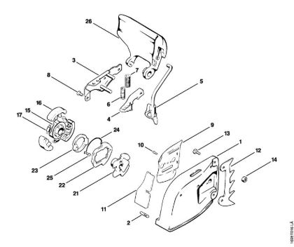 Benzinmotorsägen (MS) 032 AV Kettenbremse mit Trennkupplung der Marke Stihl