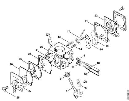 Benzinmotorsägen (MS) 032 AV Vergaser WA-49   7 683 698 der Marke Stihl