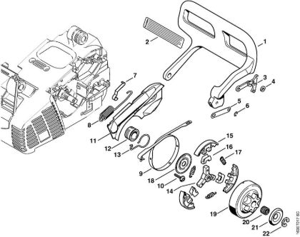 Benzinmotorsägen (MS) MS 190 T Handschutz, Kettenbremse der Marke Stihl