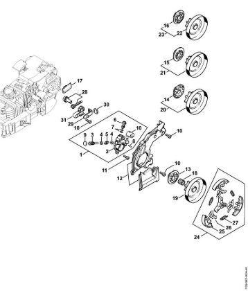 Benzinmotorsägen (MS) MS 200 Ölpumpe, Kupplung der Marke Stihl