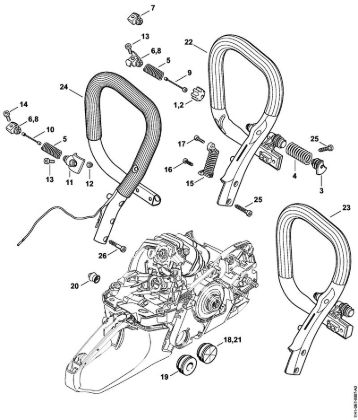 Benzinmotorsägen (MS) MS 261 C-BE AV-System, Griffrohr der Marke Stihl