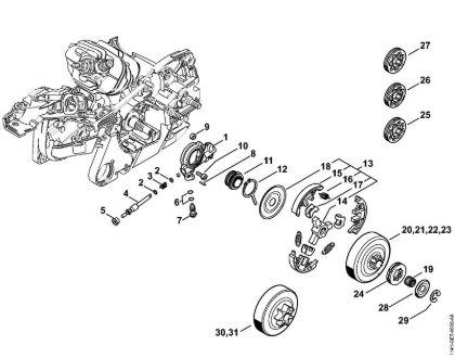 Benzinmotorsägen (MS) MS 261 C-M Ölpumpe, Kupplung der Marke Stihl