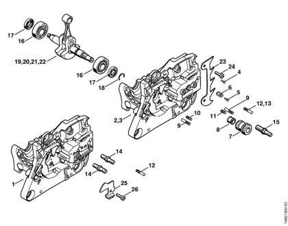 Benzinmotorsägen (MS) MS 270 C-B Kurbelgehäuse der Marke Stihl