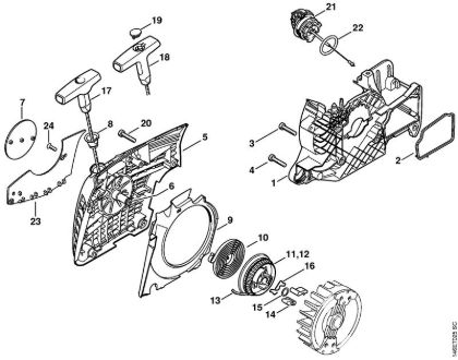 Benzinmotorsägen (MS) MS 270 C-B Lüftergehäuse mit Anwerfvorrichtung der Marke Stihl