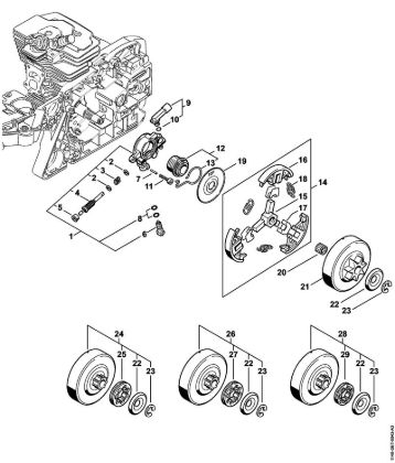 Benzinmotorsägen (MS) MS 311-Z Ölpumpe, Kupplung der Marke Stihl