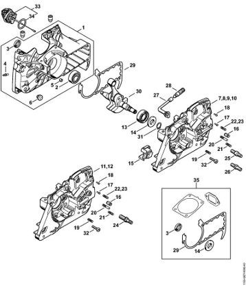 Benzinmotorsägen (MS) MS 361 C-Q Kurbelgehäuse der Marke Stihl