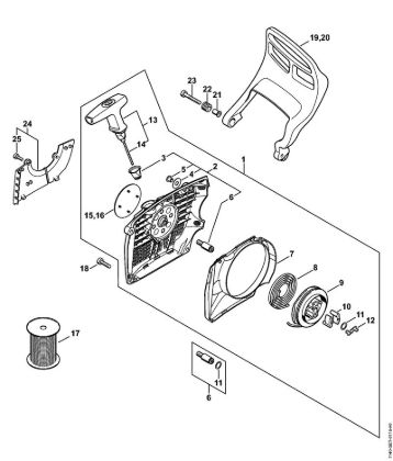 Benzinmotorsägen (MS) MS 362 C-MQ Anwerfvorrichtung, Handschutz der Marke Stihl