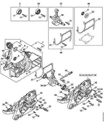 Benzinmotorsägen (MS) MS 362 C-MQ Kurbelgehäuse der Marke Stihl