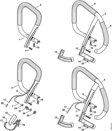 Benzinmotorsägen (MS) MS 460-R Griffrohr, Heizfolie der Marke Stihl