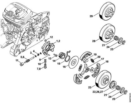 Benzinmotorsägen (MS) MS 461 Ölpumpe, Kupplung der Marke Stihl