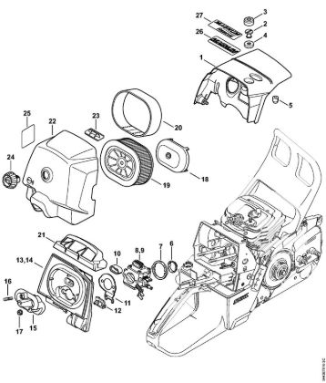 Benzinmotorsägen (MS) MS 461-VW Haube, Luftfilter der Marke Stihl