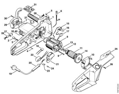 Elektro-Motorsägen (MSE) E 220 Elektromotor E 220, E 20 der Marke Stihl