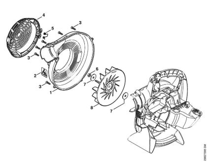 Blasgeräte (BG, BR) BG 56-D Gebläsegehäuse auÃŸen, Gebläserad der Marke Stihl