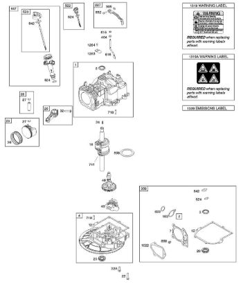 B&S - 08â  08P502-0024-H1 D - Nockenwelle, Kurbelwelle, Zylinder, Kolben/Kolbenringe/Pleuel, Sumpf, Warnhinweisschild der Marke Stihl
