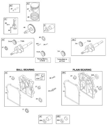 B&S - 09â  091212-1356-E1 C - Nockenwelle, Kurbelgehäuseabdeckung/-sumpf, Kurbelwelle, Kolben/Kolbenringe/Pleuel der Marke Stihl