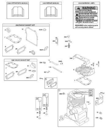 B&S - 09â  091212-1356-E1 D - Nockenwelle, Zylinder, Zylinderkopf, Dichtungssätze, Bedienerhandbuch, Reparaturhandbuch, Warnhinweisschild der Marke Stihl