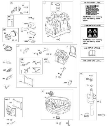 B&S - 10â  100602-0131-B8 D - Nockenwellenrad, Kurbelgehäuseabdeckung/-sumpf, Kurbelwelle, Zylinder, Zylinderkopf, Kolben/Kolbenringe/Pleuel der Marke Stihl