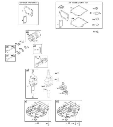 B&S - 10â  10T502-1111-B1 D - Nockenwelle, Kurbelgehäuseabdeckung/-sumpf, Kurbelwelle, Dichtungssatz â€‘ Motor, Dichtungssatz â€‘ Ventil, Kolben/Kolbenringe/Pleuel der Marke Stihl