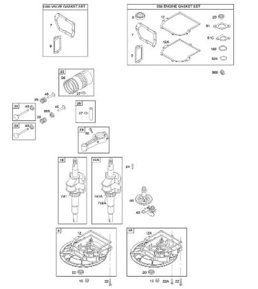 B&S - 10â  10T802-0198-H1 D - Nockenwelle, Kurbelgehäuseabdeckung/-sumpf, Kurbelwelle, Dichtungssatz â€‘ Motor, Dichtungssatz â€‘ Ventil, Kolben/Kolbenringe/Pleuel der Marke Stihl