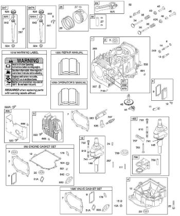 B&S - 28â  286707-1185-E1 E - Kurbelgehäuseabdeckung/-sumpf, Motordichtungssatz, Zylinder, Öl, Ventildichtungssatz, Kurbelwelle, Kolben/Kolbenringe/Pleuel der Marke Stihl