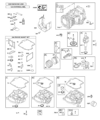B&S - 31â  31G777-0120-E1 C - Nockenwelle, Kurbelwelle, Zylinder, Motorsumpf, Dichtungssatz â€‘ Motor, Schmierung, Kolben, Kolbenringe, Pleuel, Warnhinweisschild der Marke Stihl