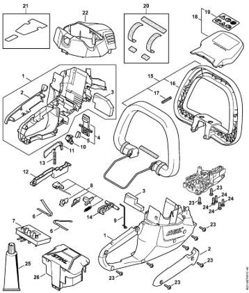 Akku-Heckenscheren (HSA) HSA 56 Motorgehäuse, Elektronikmodul der Marke Stihl
