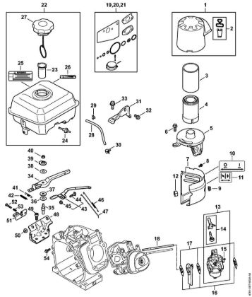 Benzinhochdruckreiniger (RB) RB 600 Kraftstofftank, Vergaser, Gasbetätigung, Filtergehäuse, Luftfilter der Marke Stihl