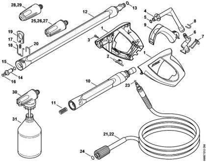 Elektro-Hochdruckreiniger (RE) RE 107 Pistole, Strahlrohr der Marke Stihl