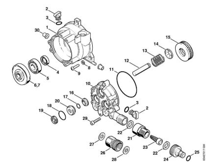 Elektro-Hochdruckreiniger (RE) RE 125 K Antriebsgehäuse, Pumpengehäuse der Marke Stihl
