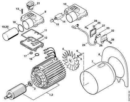Elektro-Hochdruckreiniger (RE) RE 125 K Elektromotor, Schaltergehäuse der Marke Stihl