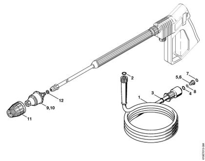 Elektro-Hochdruckreiniger (RE) RE 310 K Hochdruckschlauch, Rotordüse der Marke Stihl
