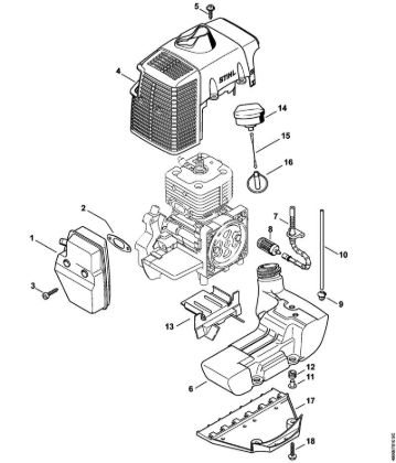 Spezialgeräte (PC, SP, MC) SP 451 Schalldämpfer, Haube, Kraftstofftank der Marke Stihl