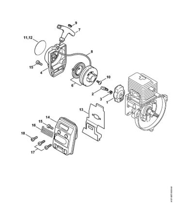 KombiMotoren (KM) KM 85 R Anwerfvorrichtung, Schalldämpfer der Marke Stihl